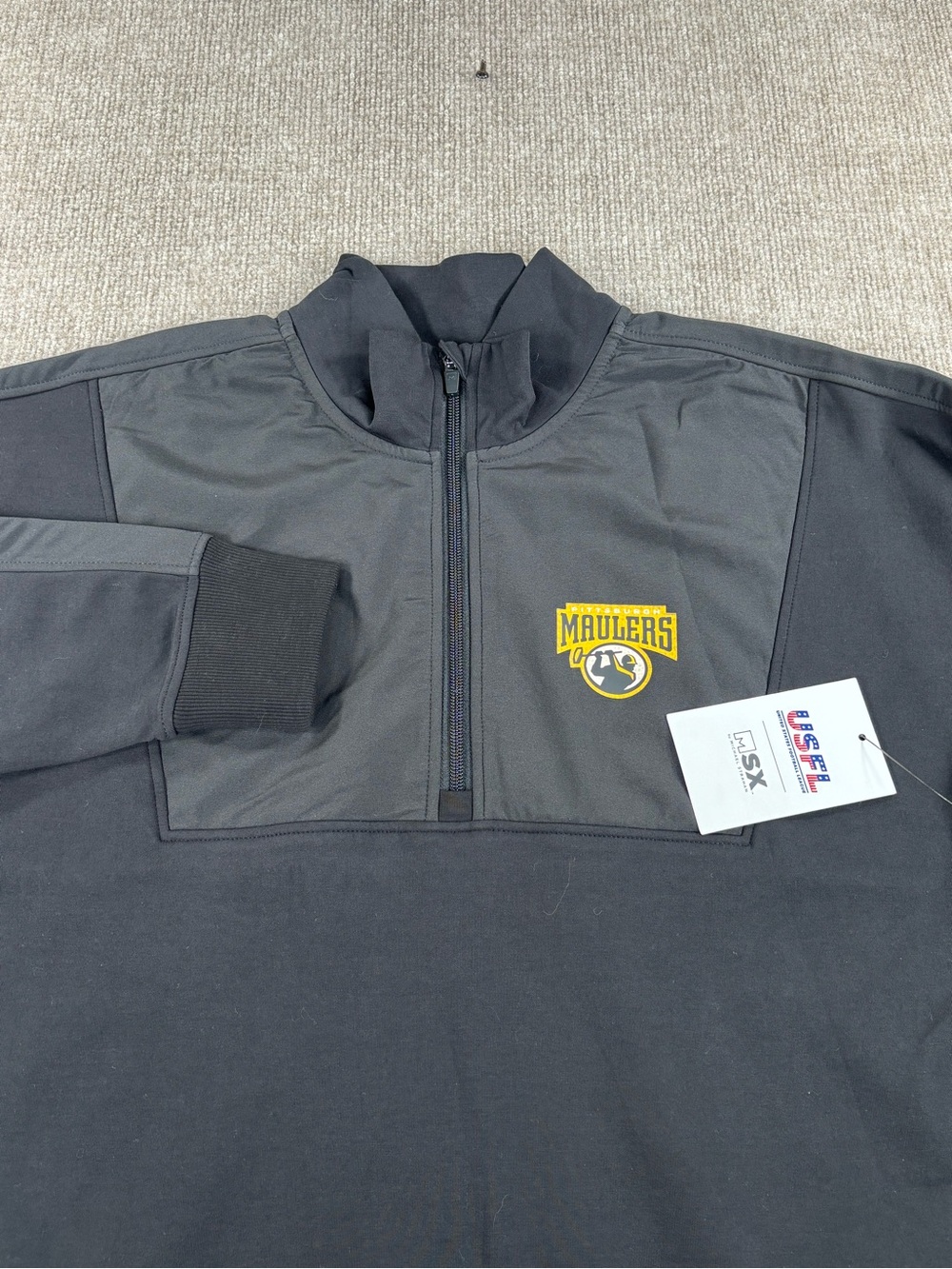 NWT Pittsburgh Maulers USFL Black 1/4 Zip Jacket Men's Size XL Football